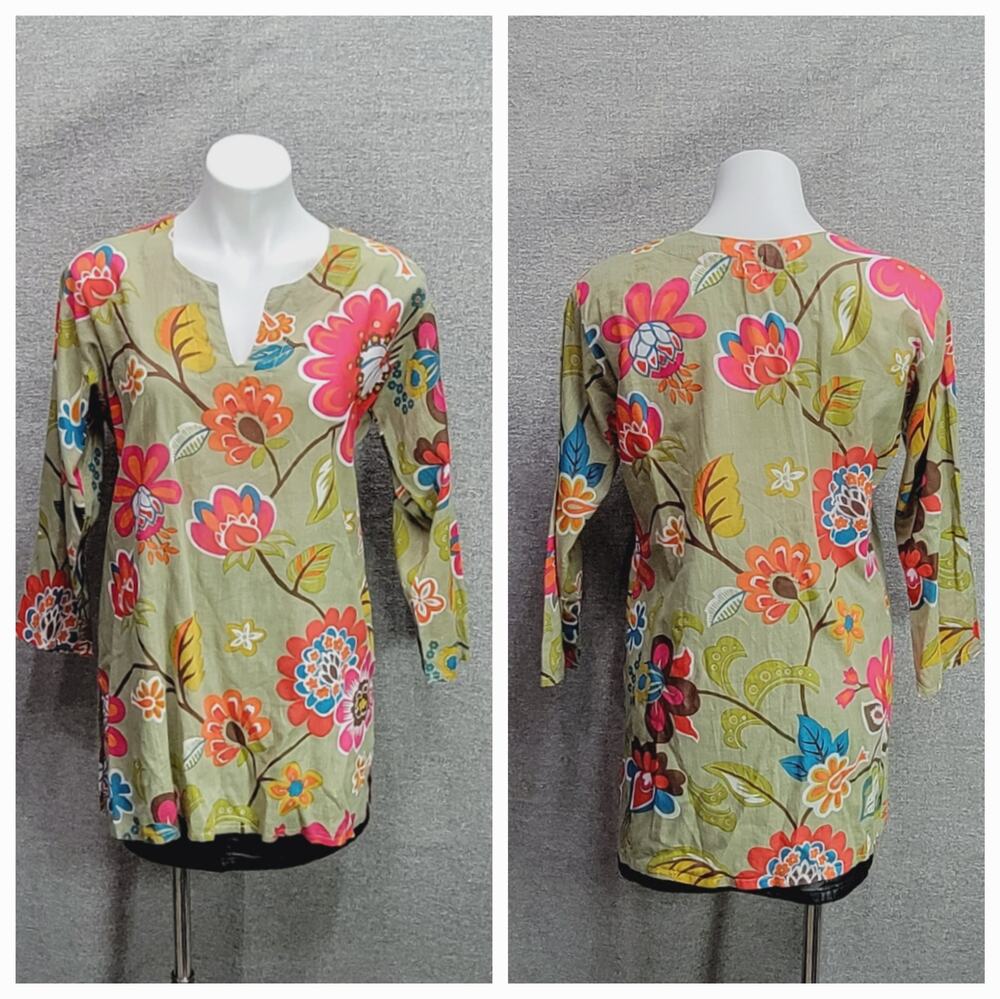 DOLMA FLORAL TUNIC COVER UP TOP, SIZE M *